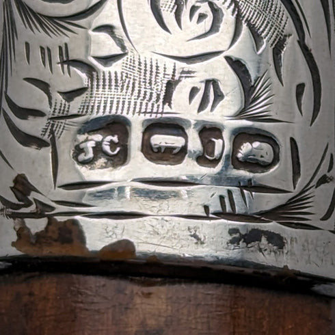 1897年 ステッキ 杖 彫刻ロンデルハンドル 純銀装飾 88cm